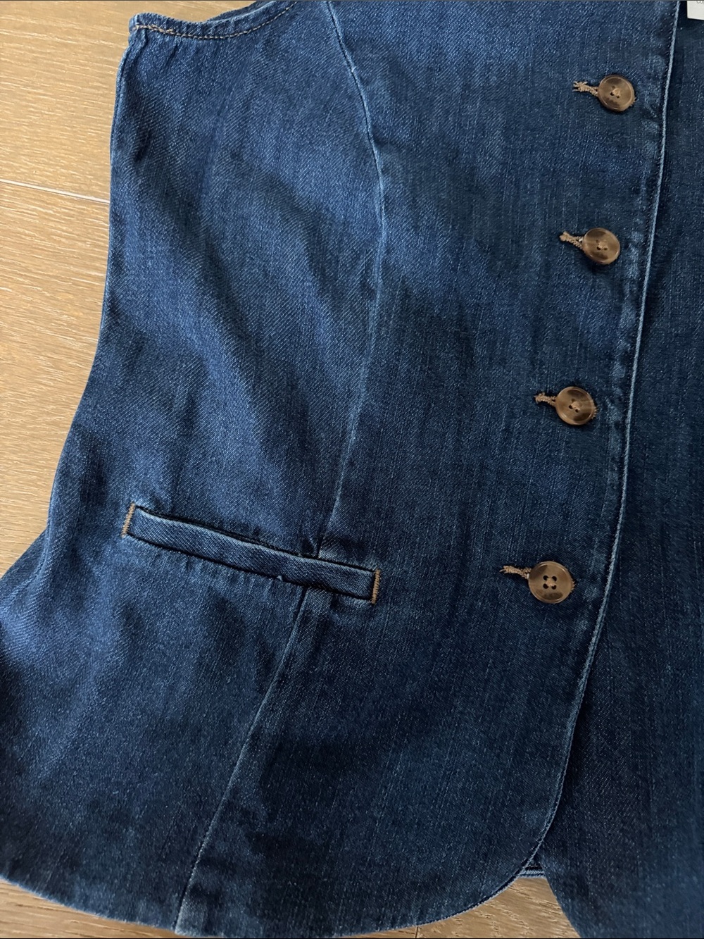 NWT J. Crew Dark Indigo Long Denim Button-Front Vest | 4 - Picture 4 of 9